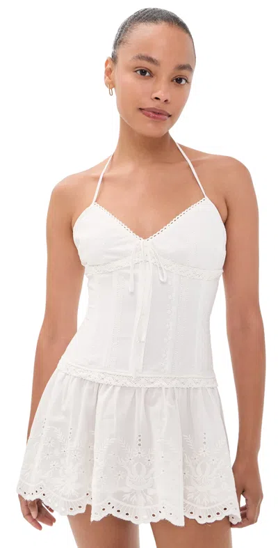 Guizio Marini Eyelet Mini Dress White In Gray