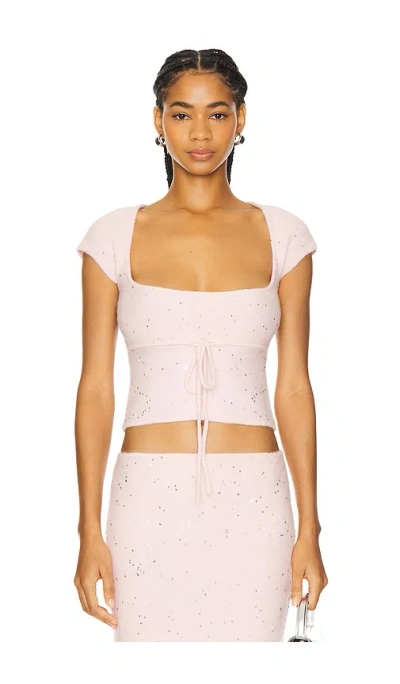 Guizio Miki Sequin Knit Top In Ballet Slipper
