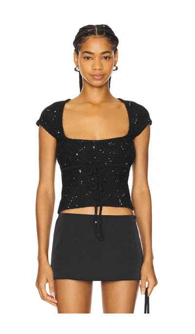 Guizio Miki Sequin Knit Top In Black