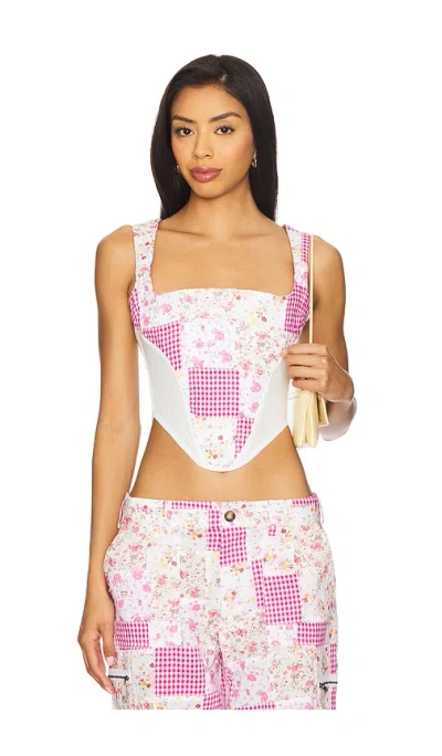 Guizio Mina Patchwork Corset In White