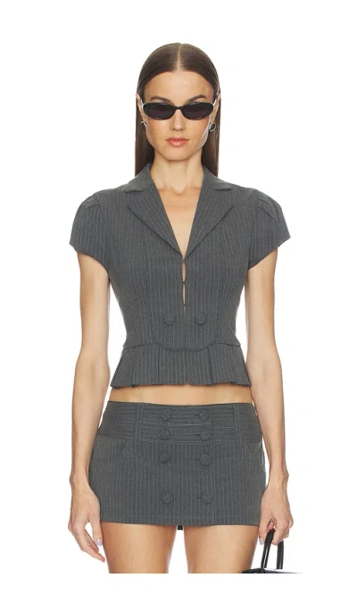 Guizio Mollie Cap Sleeve Blazer In Gray