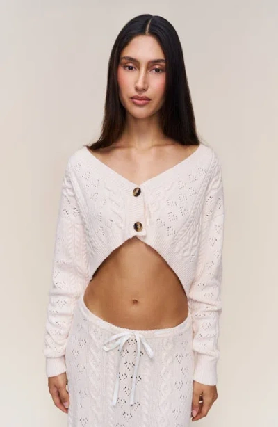 Guizio Noah Wool Cable Crop Cardigan In Neutral