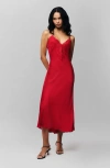 Guizio Nova Slip Midi Dress In Red