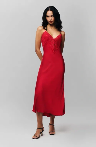 Guizio Nova Slip Midi Dress In Red