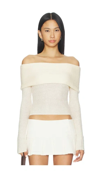 Guizio Off Shoulder Knit Top In White