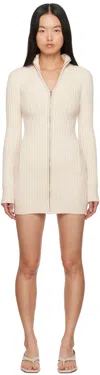 Guizio Off-white Nell Zip Up Minidress In Ivory