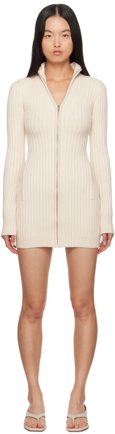 Guizio Off-white Nell Zip Up Minidress In Ivory