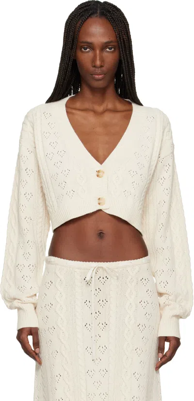 Guizio Off-white Noah Wool Cable Crop Cardigan