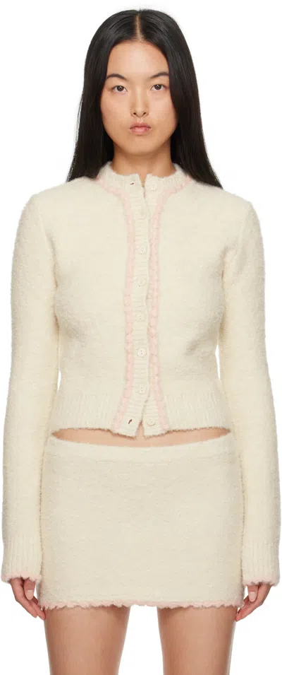 Guizio Off-white Palmyra Knit Cardigan In Ivory Base W/ Ballet