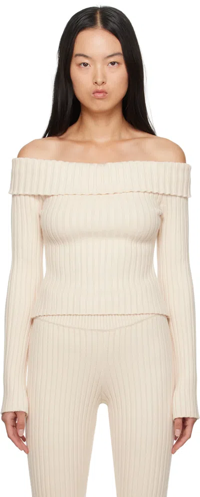 Guizio Off-white Thalia Off Shoulder Sweater In Ivory