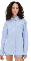 Guizio Oona Button Down Shirt Blue/white In Blue