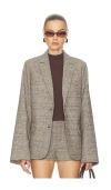 Guizio Oversized Tartan Blazer In Brown