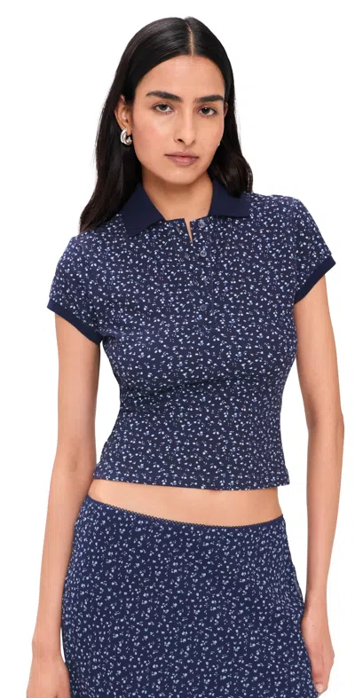 Guizio Paloma Polo Shirt Cantebury Ditsy In Blue