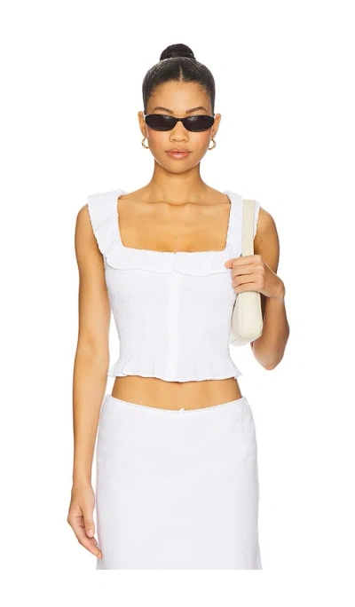 Guizio Paloma Smocked Top In White