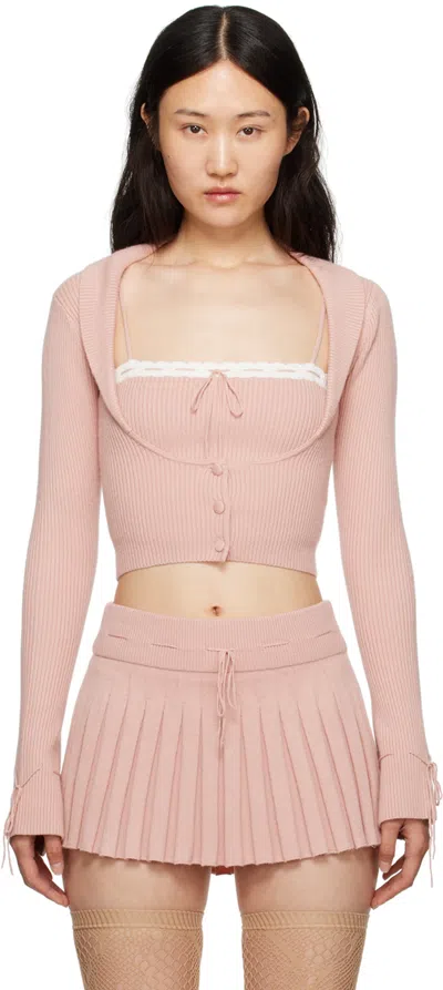 Guizio Pink Cielo Cardigan In Woodrose