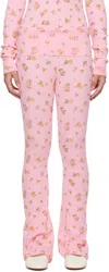 Guizio Pink Flared Thermal Lounge Pants In Baby Pink