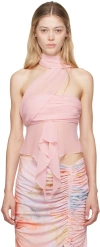 Guizio Pink Wrap Around Tank Top In Cotton Candy