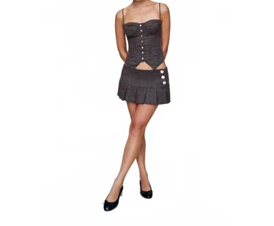 Guizio Pleated Micro Mini Skirt In Black In Multi