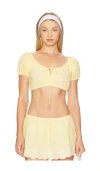 Guizio Ravello Gingham Top In Yellow