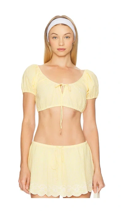 Guizio Ravello Gingham Top In Yellow