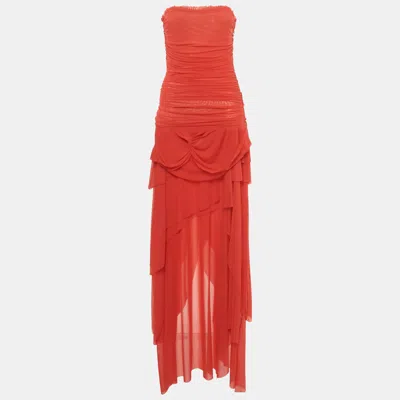 Guizio Red Mesh Strapless Lyla Twist Dress In Multi