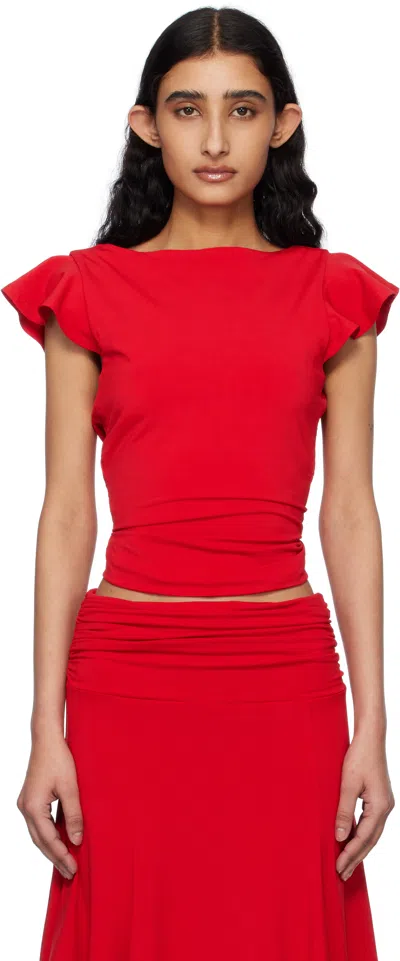 Guizio Red Soffiano Top