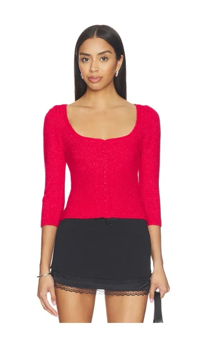 Guizio Rocie Sweetheart Cardigan In Red
