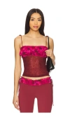 Guizio Ruched Knit Tank Top In Burgundy