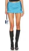 Guizio Blue Ruched Miniskirt In Coastal