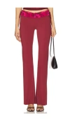 Guizio Ruched Side Tie Stretch Pant In Burgundy
