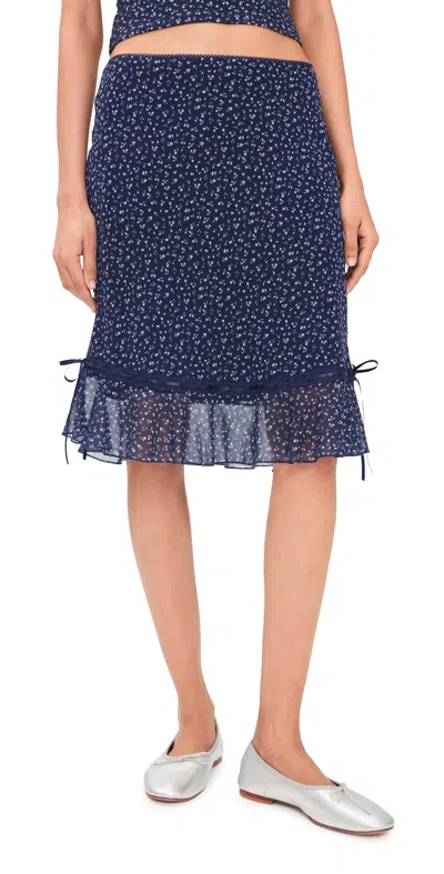 Guizio Ruffle Paloma Skirt Cantebury Ditsy In Blue