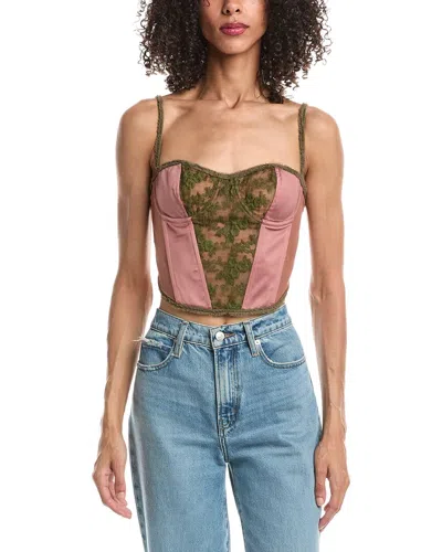 Guizio Satin Lace Panel Bustier In Purple