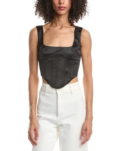 Guizio Satin Lace Up Bustier In Black