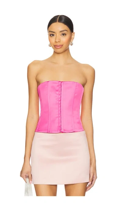 Guizio Satin Lace Up Corset In 淡粉色