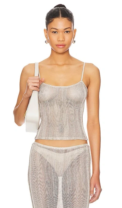 Guizio Slinky Rib Knit Tank In 银色