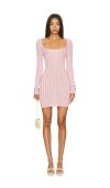 Guizio Slinky Rib Mini Dress In Cotton Candy