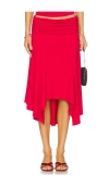 Guizio Red Soffiano Midi Skirt In Red Love