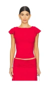 Guizio Red Soffiano Top In Red Love
