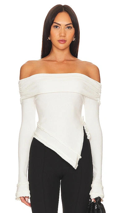 Guizio Soler Fold Over Knit Top In White