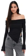 Guizio Soler Fold Over Knit Top Black In Black