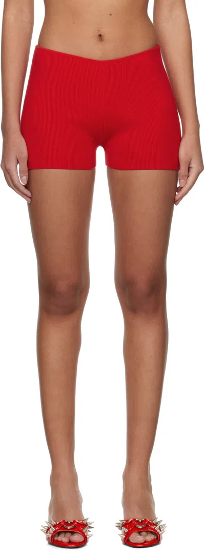 Guizio Ssense Exclusive Red Rib Knit Hot Shorts