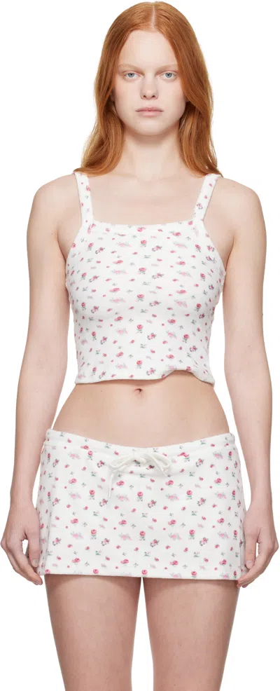 Guizio White Dani Terry Tank Top In Multi