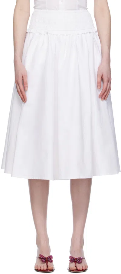 Guizio White Fontana Midi Skirt