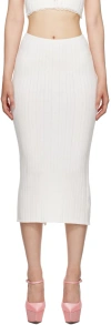 Guizio White Ribbed Midi Skirt In White