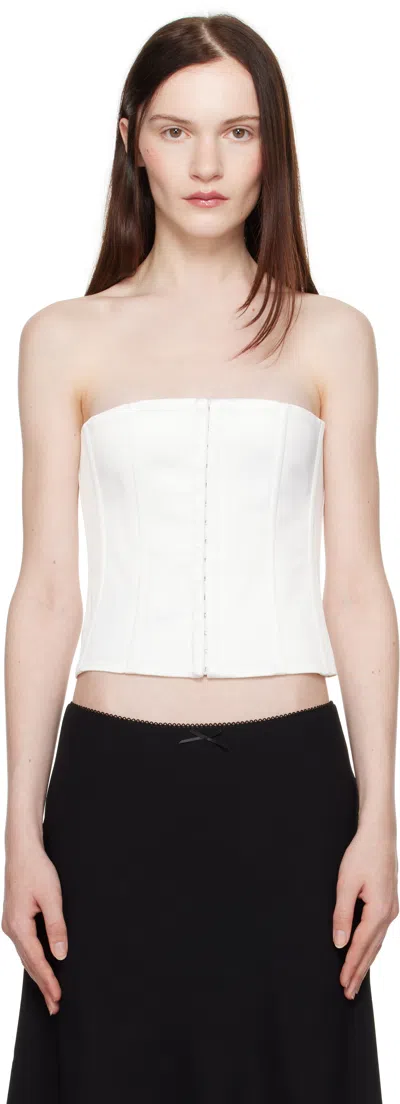 Guizio White Satin Corset Top