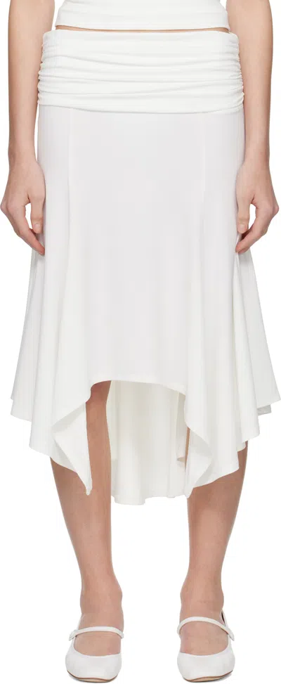 Guizio White Soffiano Midi Skirt
