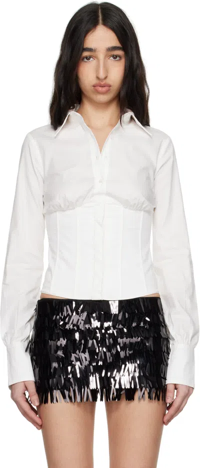 Guizio White Tailored Corset Long Sleeve Shirt