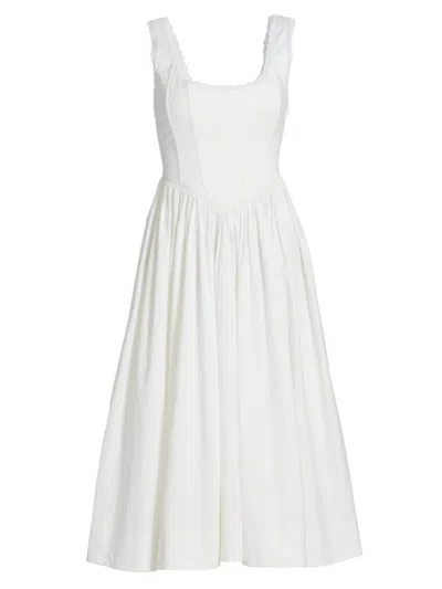 Guizio Women's Bielli Cotton Lace-trimmed Midi-dress In White