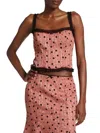 Guizio Women's Burnout Velvet Crop Top In Mauve