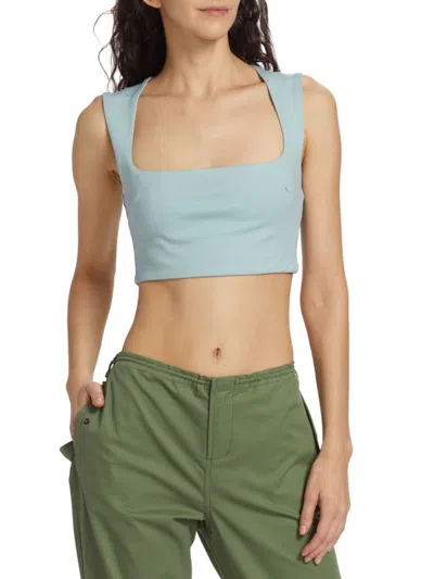 Guizio Women's Celestial Stretch Crop Top In Light Blue